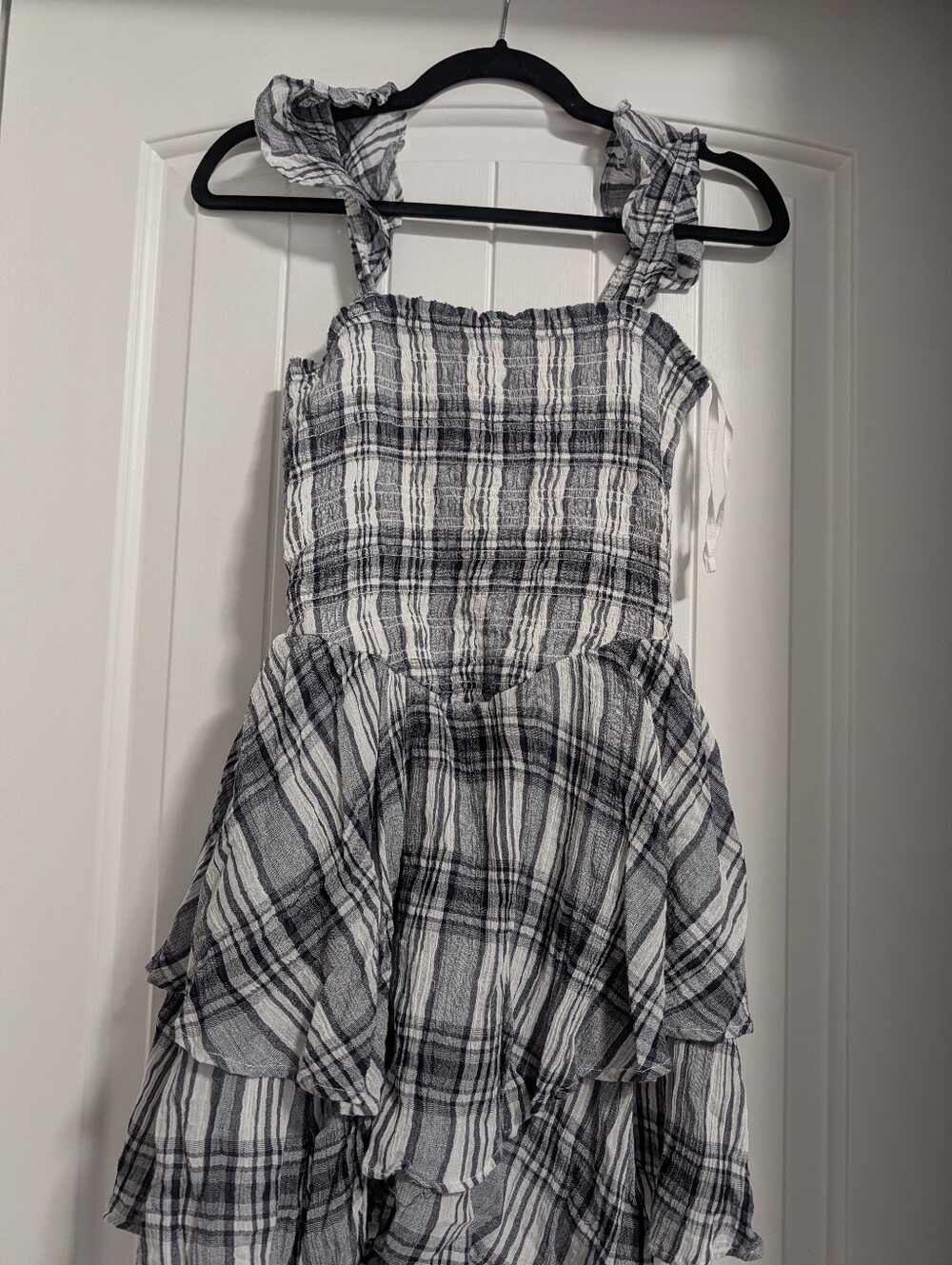 Black & White Plaid Tiered Sundress